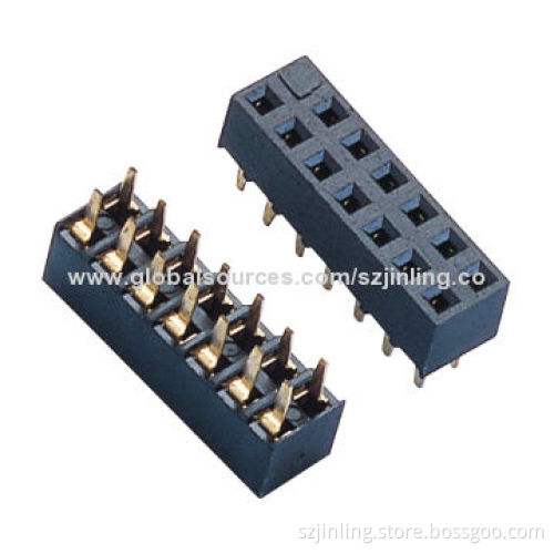 2.54mm female header, straight angle dual row height 4.5mm
